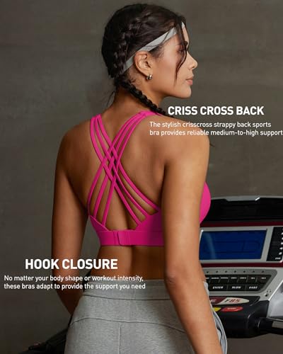 Image of RUNNING GIRL Sports Bras for Women,Crisscross Back High Impact Sports Bra with Hook Closure Workout Supportive Bra