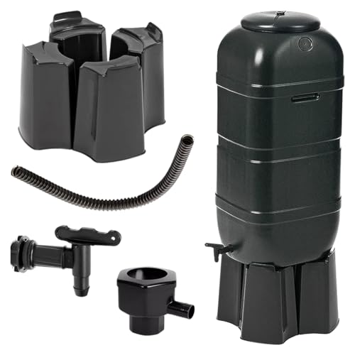 ACCURATE 100Litre Slimline Garden Water Butt Set With Stand Tap Fillet Kit and Lockable Lid (100L)
