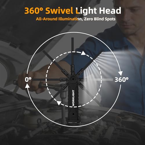 Image of Tool Fathers Day Dad Gifts for Men Him Husband, LED Rechargeable Work Light for Mechanic with Magnetic Base Hook, Grill Light Inspection Flashlight 5 Modes 360 Rotate Car Repair Emergency Birthday