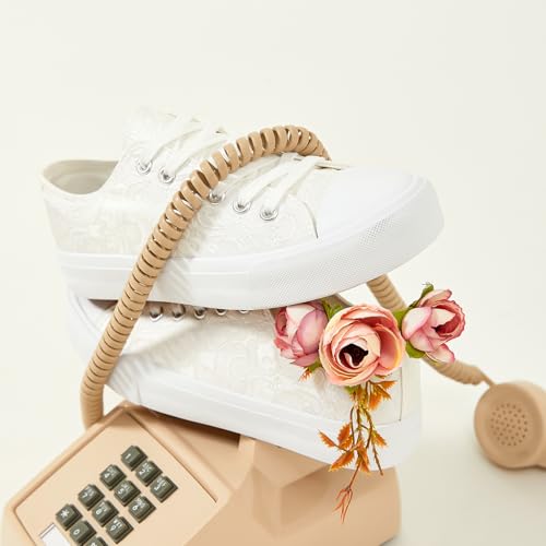 Image of yageyan Womens White Tennis Shoes Low top Canvas Sneakers Women Fashion Shoes for Walking Casual Canvas Comfortable