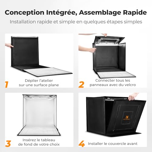Ensemble de Studio Photo Pliable K&F CONCEPT pour corriger l'éclairage des objets