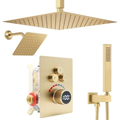 Shower System 12 Inches Rainfall Shower System Shower Head System for Bathroom 3 function shower system set Shower Faucet Rough-in Valve