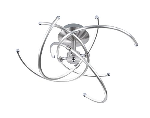 Trio Leuchten 672710407 Polydor A + LED Metal Ceiling Light Shade  6 Watts, Nickel Matt, 40 x 40 x 26 cm