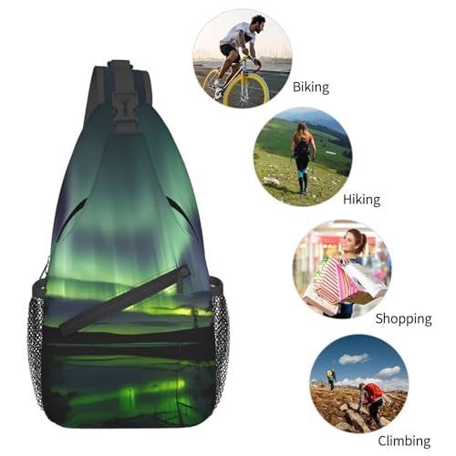 Bolso cruzado sling Dark Northern Lights para viajes y senderismo miniatura 6