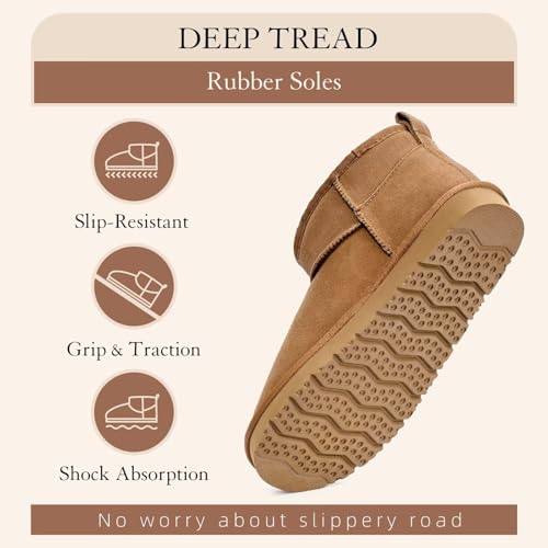 OOW Ankle Boots for Women Genuine Suede Short Winter Snow Boot with Cozy Memory Foam - Image 4