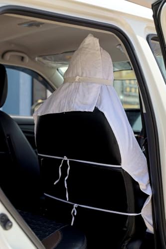 Image of MISHIKA Cotton Car Seat Towel Cover, Universal Fit, Beige, Soft Driving Comfort, 130x50 cm (1, White, 30 x60)
