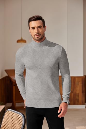 Pull à col roulé homme gris clair COOFANDY idéal pour le bureau