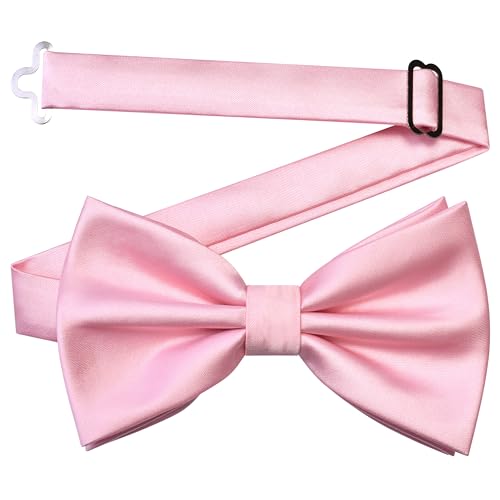 Image of GUSLESON Men's 3-pc Solid Color Bow Tie Gift Set - Double‑Fold Pre-Tied Bow Tie, Pocket Square, Cufflinks - Wedding Formal Party