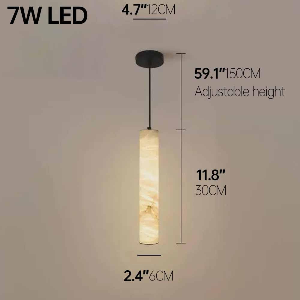 Lámpara colgante de tubo de alabastro, negra, 30 cm, iluminación LED.