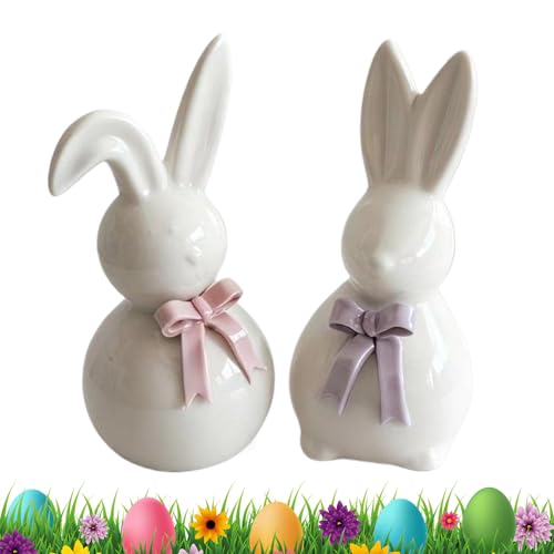 Statue de lapin en céramique blanche pour votre décoration de table - 8