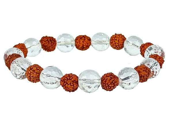 NEXG Natural Diamond Cut Sphatik Rudraksha Bracelet Original Certified White Sfatik Rudraksha Bracelet AAA+++ Quality Clear Quartz Crystal Bracelet रुद्राक्ष स्फटिक ब्रेसलेट (B0CWY2JJGX) Amazon Price History, Amazon Price Tracker