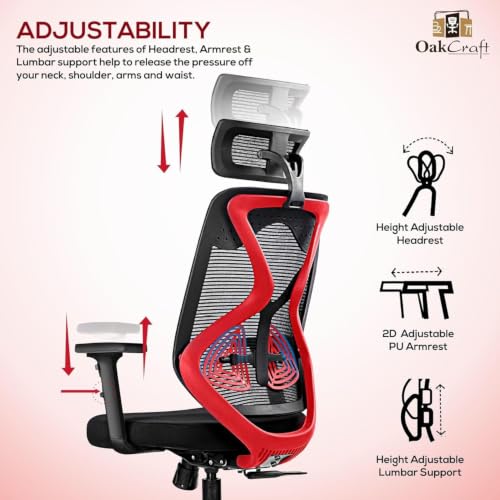 Image of Oakcraft Ergonomic Office Chair with Multi-Lock Tilt, Seat Slider & Dynamic Lumbar Support