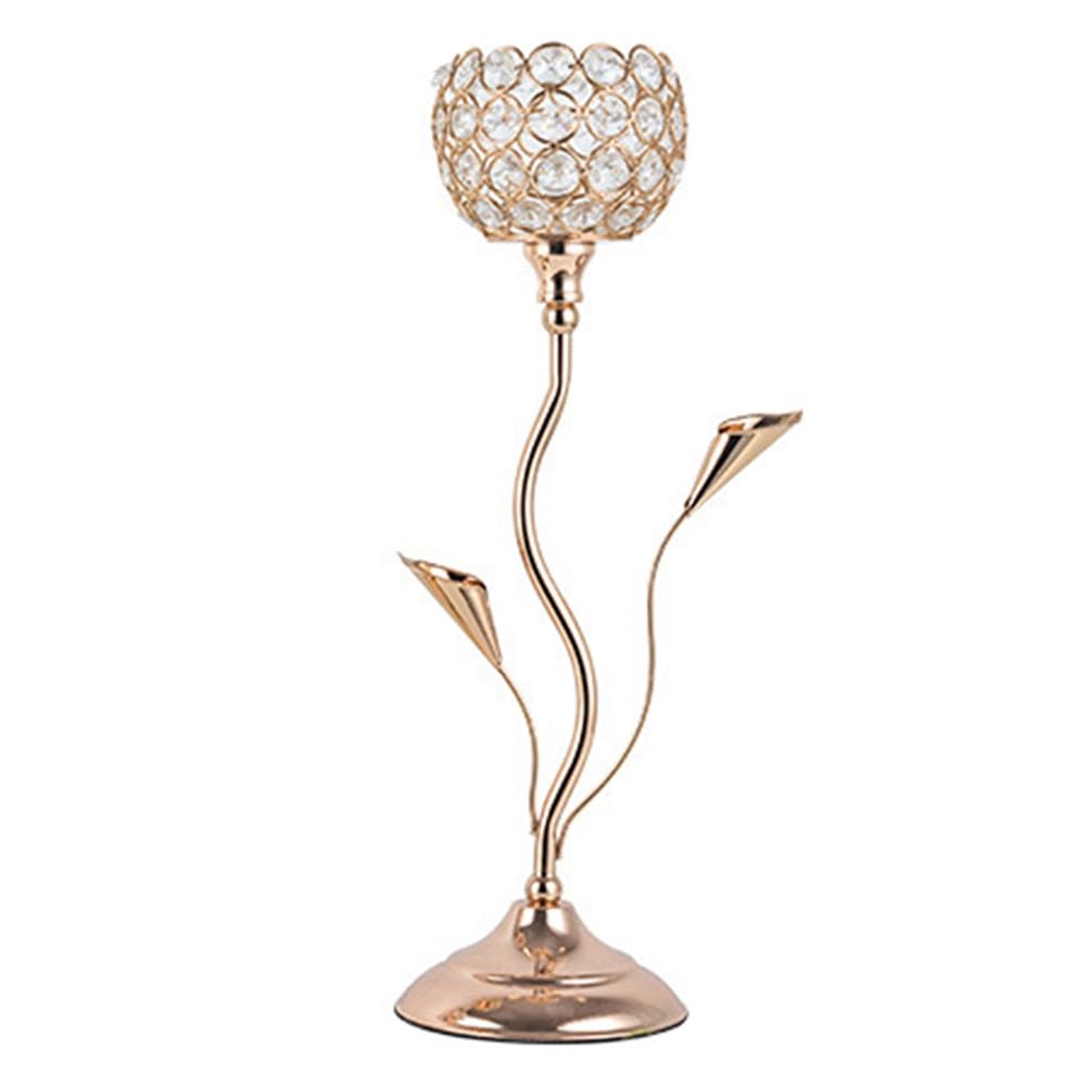 CTRLZS Gold Crystal Candle Holder, Small Vintage Candlestick Set for Table Centerpiece, L