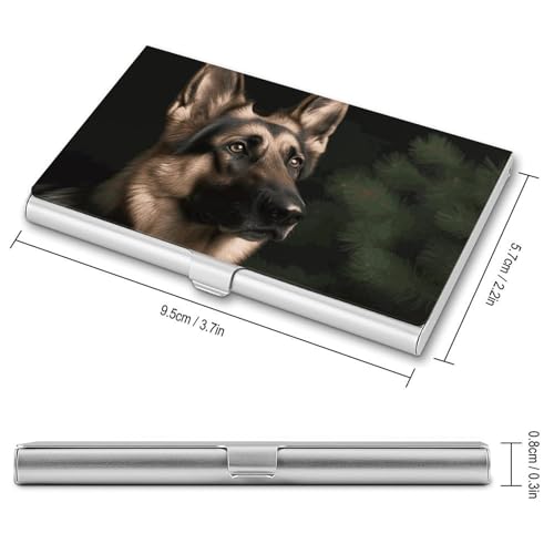 Business Card Holder German Shepherd Business Card Case Slim Business Card Organizer with Magnetic Shut Professional Metal Name Card Holder Carry-on Pocket Wallet for Men Women2