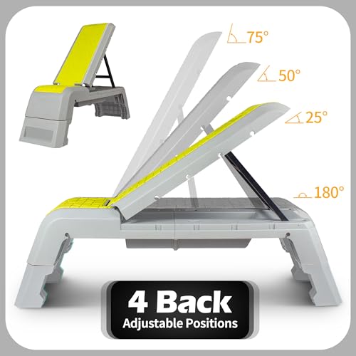 Image of leikefitness Exercise Step Platform, Multifunctional Aerobic Deck | with Cord and Adjustable Dumbbell & Weight Bench, Fitness Equipment for Workout Home Gym
