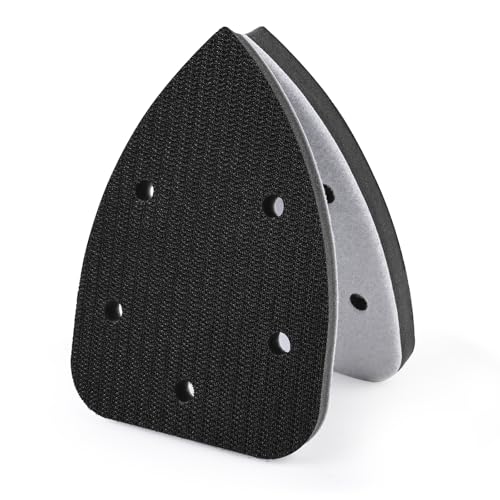 Image of Mouse Foam Sanding Interface Pad 2 Pack 140mm*98mm 5 Holes Hook and Loop Sponge Cushion Buffer Backing Pad