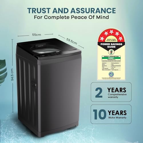 Image of Haier 8 Kg, In-Built Heater, Front Panel Design, NZP Technology, Oceanus Wave Drum, Fully Automatic Top Load Washing Machine (ETL80-HC5S8 | Dark Jade Silver)