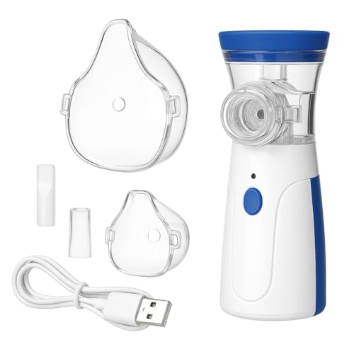 Image of Portable Mesh Nebulizer, Silent and Compact Nebulizer Machine for Adult and Kids, Wireless Vaporizer Machine With Respiratory Mask, Effective for Cough, Asthma, Sinusitis, and Bronchitis, Steam Inhaler for Cold and Cough -Quick Relief and Daily Use Vaporiser With Respiratory Mask