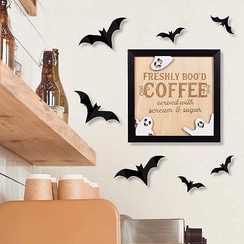 FRESHLY BOO’D COFFEE Halloween Signs with Stand, Funny Halloween Coffee Bar Decorations, Wooden Halloween Kitchen Decor Accessories, Cute Coffee Bar Wood Sign, Halloween Retro Home Decor Room Indoor Stuff - image 5
