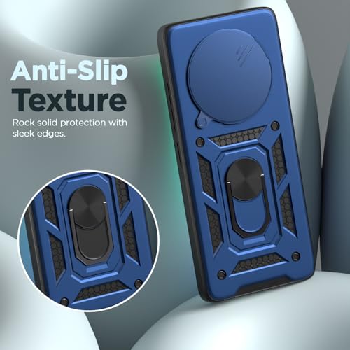 Image of Pikkme Back Cover for Realme P3 Pro 5G | D10 Tough Armor | 360 Protection Case | Sliding Camera Shield Cover & Ring Holder Stand Bumper Case (Blue)