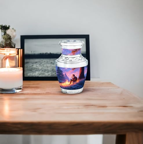 Image of Cowboys Urn Small Ashes Keepsake 3 Inch | Human Urns for Ash Miniature Keepsake Urns for Adult Memorial Urn Human Ash