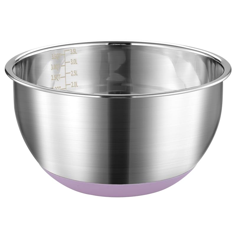 FAB4HOME Stainless Steel Mixing Bowl With Nonslip Silicone Bottom for Kitchen Baking, Cooking and Salad - Metal, Dishwasher Safe, 24cm