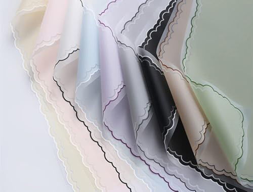 Zarwani - 5 Sheets Korean Style Waterproof Multicolor Bouquet Wrapping Paper (58cm x 58cm, 60 Microns) | Wavy Line Design, Giftwrap for Flowers & DIY Christmas Gift Wrapping Paper (5, Wavy Line Multi)
