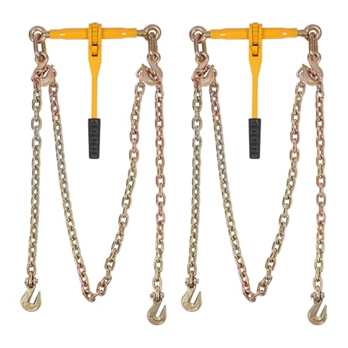 2Pcs Ratchet Chain Binder Kits, Chain Binder 5/16-3/8, 5/16*20FT Ratchet Chain Binder Kits with 2 20-Foot-Long Hook Chains, Multifunctional Ratchet Chain Binder for Fixing Large Transportation Goods