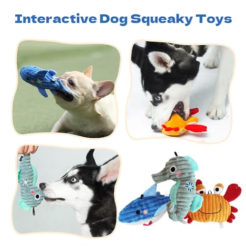 Plush Toys for Small and Medium Dogs, Cute Squeaky Dog Toy for Puppies, Durable Fabric Crinkle Paper chew Toys (3 Pack) - Image 3