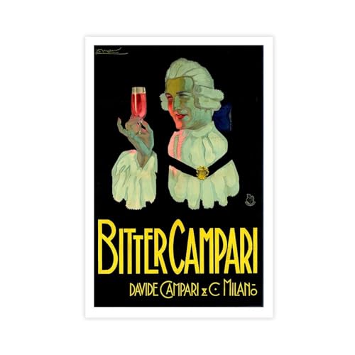 XYSWDD Póster vintage de Bitter Campari sobre lienzo para pared, póster e impresiones estéticas para habitación, dormitorio, oficina, 50 x 75 cm