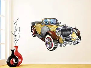 Techgifti Model Retro Old Car Wall Sticker for Living Room, Bedroom, Office (Size - 50 Cm X 80 Cm)
