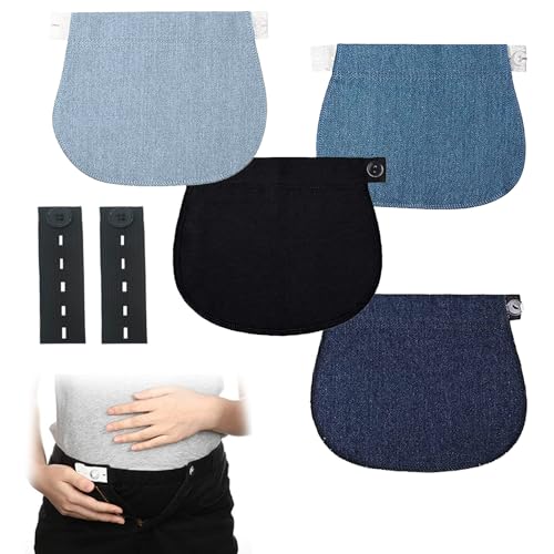4 Stück Hosenbunderweiterung, Hosenerweiterung Schwangerschaft, Hosenknopf Verlängerung, Schwanger Hosenerweiterung, Schwangere Frauen Knopfverlängerung für Hosen (Schwarz, Blau, Hellblau, Dunkelblau) 4 Stück Hosenbunderweiterung, Hosenerweiterung Schwangerschaft, Hosenknopf Verlängerung, Schwanger Hosenerweiterung, Schwangere Frauen Knopfverlängerung für Hosen (Schwarz, Blau, Hellblau, Dunkelblau)