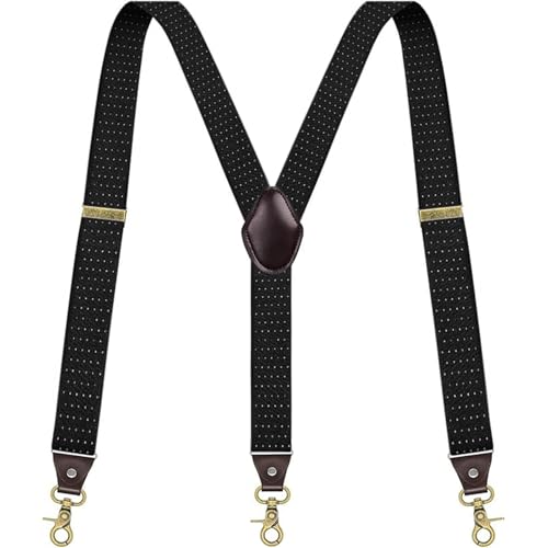 Image of Suspenders for Men, Adjustable Suspenders Gold Clip with Elastic Straps Y-Back Construction Heavy Duty for Work