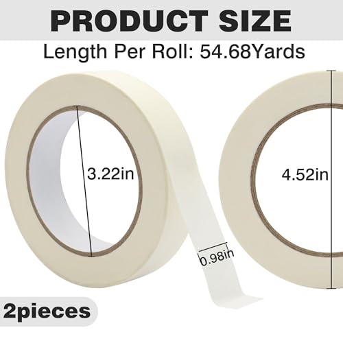 Image of Masking Tape 1 inch X 55 Yards X 2 Rolls, 328FT Total, Beige White Painters Tape General Purpose Tape for Arts DIY Crafts Painting Labeling Decoration School Projects Home Office