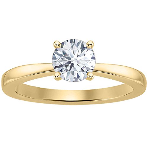 RUDRAFASHION 1.50 Ctw Round Cut White CZ Diamond 18k Yellow Gold Over .925 Sterling Silver Solitaire Wedding Ring for Women