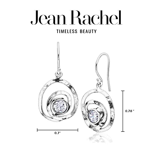 925 Sterling Silver Dangle Drop Earrings Free Form W/ 2 White Round Cubic Zirconia, Antique Finish Lever Back, Hypoallergenic, Nickel And Lead-Free, Artisan Handcrafted Designer Collection #TOP5