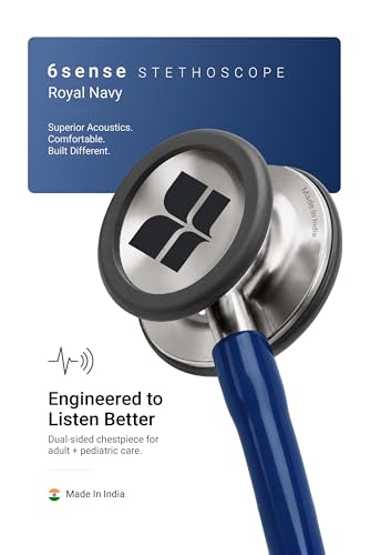 Image of Knya 6sense Stethoscope for Doctors & Residents | Tunable Diaphragm | Dual-Head Chest Piece for Adult & Pediatric Use | Lightweight Stainless Steel | Latex-Free Tubing | Soft-Seal Ear Tips | Premium Gift Box | for Medical Students (Navy Blue)