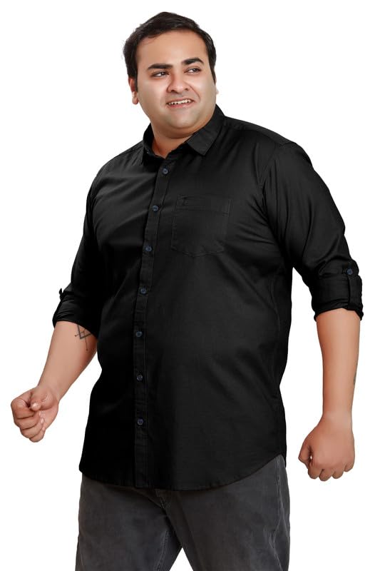 Image of BE ACTIVE Plus Size Lycra Cotton Satin for Men Shirts|| All Plus Size Men|| Cotton Stylish Full Sleeves Shirt for Men