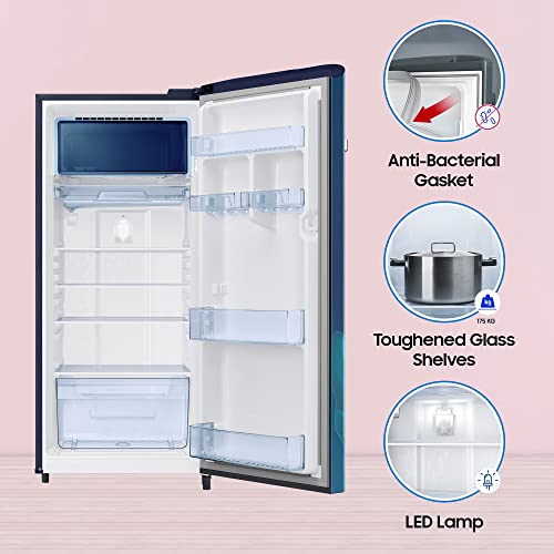 Image of Samsung 215 L, 4 Star, Digi-Touch Cool Digital Inverter, with Display Direct-Cool Single Door Refrigerator (RR23C2E249U /HL, Paradise Bloom Blue, 2023 Model)