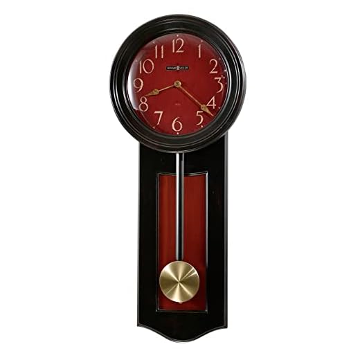 Howard Miller Alexi Antique Wall Clock – Vintage Black & Red Pendulum Design with Brass Accents