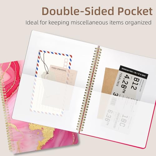 Image of Cute Spiral Notebook 8.5 x 11 lined Journal A4 with Pocket, Marble | 70 page, Note Book with Pocket, Large, Big, Hard Cover, Aesthetic, Pretty Design, for Women, Girls, Kawaii