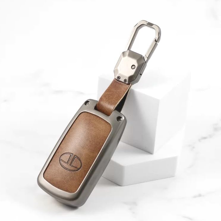Image of Metal Keycover for Punch, Harrier, Nexon, Altroz, New Safari, Tiago, Tigor - 3 Button Flip Key (Metal Leather)