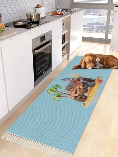 Red Car Runner Rug, Non-Slip, Washable, 2