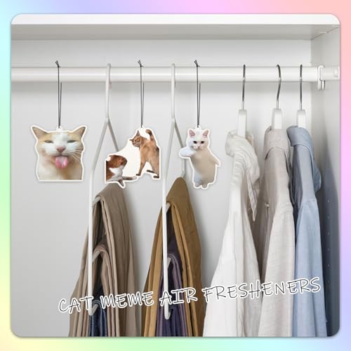 Image of 6Pcs Cat Car Air Freshener Cute Ornaments Funny Car Hanging Accessories | 6Pcs Funny Car Air Freshener for Women Cute Ornaments Cat Meme Personalized Car Hanging
