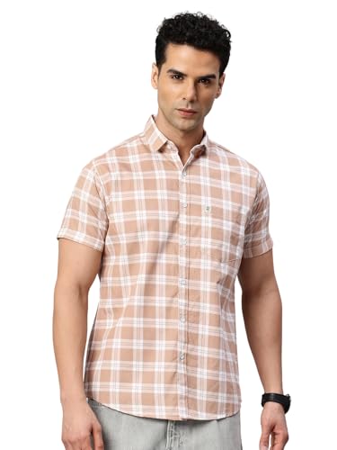 Image of Majestic Man Slim Fit Pure Cotton Checked Half Sleeve Casual Shirt
