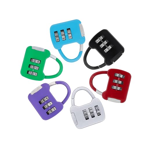Amexo 6 Piezas Candado de Combinación Pequeño, Candados de Seguridad de 3 Dígito, Candado con Código Numérico para Equipaje, Mini Candado Reajustable para Viajes, Maletas, Mochilas