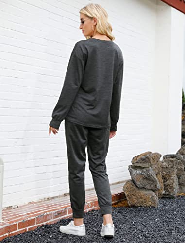 Image of Bofell Lounge Sets for Women 2 Piece Fall Outfits 2023 Fashion Trending Now Sweatsuits Tracksuits with Pockets Loose Fit