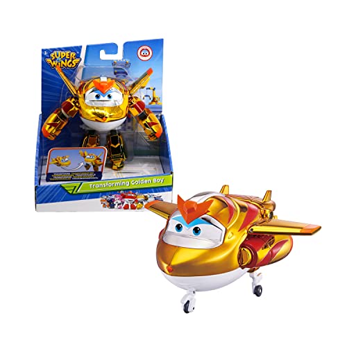 Super Wings EU750231 Golden Character Easy Transformation Preschool Kids Gift Toys for 3+ Year Old Boys Girls, Gold, 5'