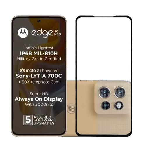 ECMERED® Bubble Proof Tempered Glass Screen Protector for MOTOROLA Edge 50 Neo full screen coverage (Black) (Pack of 1) (B0DHGQXYR2) Amazon Price History, Amazon Price Tracker