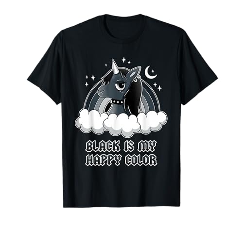 Image of Unicorn Gothic Black is my happy color T-Shirt